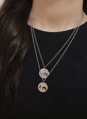 ins原创宋旻浩圆形情侣吊坠项链