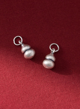 999银3D硬银做旧葫芦吊坠手工DIY手串复古挂件编绳材料配件T0100