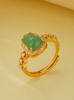 2025年新款新中式宫廷风福禄葫芦戒指古典花丝设计镶钻开口指环