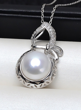 简约气质葫芦珍珠吊坠女韩版时尚微镶钻镂空设计葫芦吊坠锁骨项链