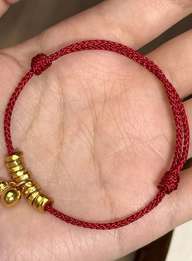古法沙金葫芦新年本命年编织红绳手链女不掉色轻奢高级感小众手饰