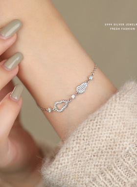 时尚轻奢S999纯银葫芦手链女镂空满天星小众设计高级感小清新手饰