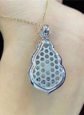 仿玉髓葫芦吊坠冰种阳绿锁骨链挂件水润起光精美时尚镀S925银批发