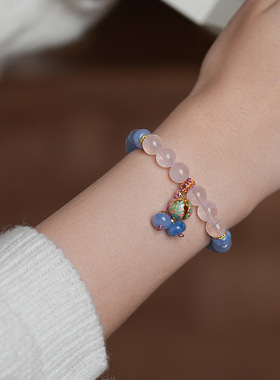 天然石玉骨髓算盘珠宝蓬铃铛葫芦串珠手链时尚文艺手串手环