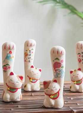 日本进口龙虎作堂和纸招财猫大长手陶瓷摆件开业乔迁礼物生日送礼