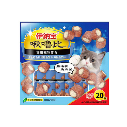 日本伊纳宝猫零食啾噜比幼猫粮夹心软肉干营养奖励猫饼干磨牙12支 - 图0