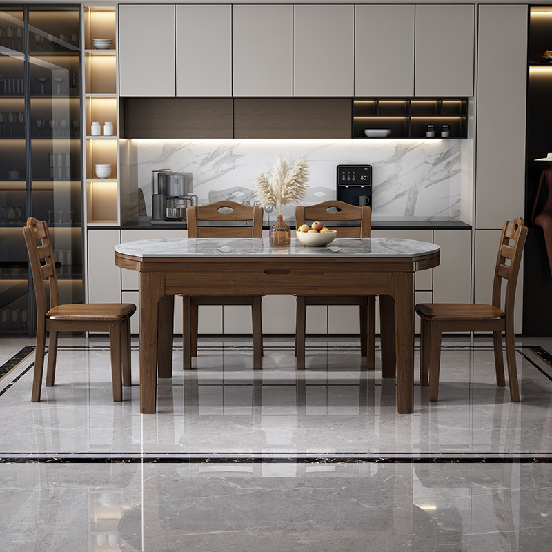 实木岩板餐桌2025新款家用小户型可变圆桌现代简约伸缩电磁炉饭桌,淘宝优惠券,粉丝福利购,淘宝优惠卷