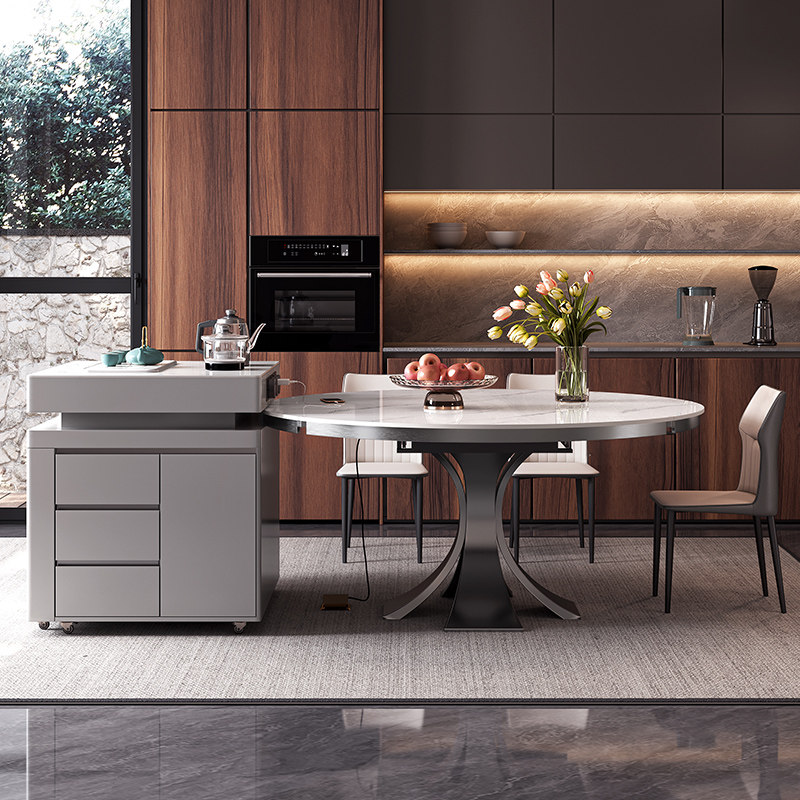 岛台餐桌可分离式伸缩带电磁炉家用2025新款圆桌餐桌一体倒台茶台,淘宝优惠券,粉丝福利购,淘宝优惠卷