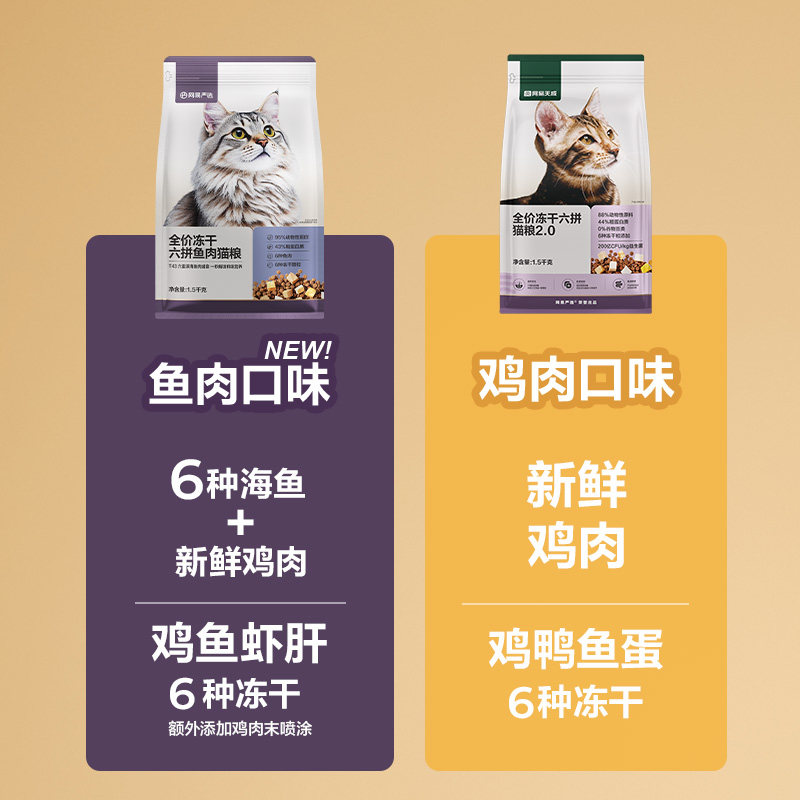 【李佳琦直播间宠物节】网易严选冻干双拼/六拼猫粮 4包/8包