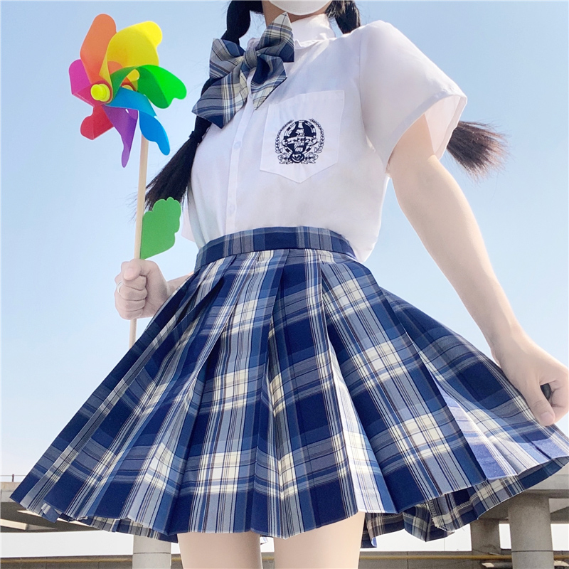 原创JK制服裙正版一套夏短袖刺绣jk衬衫女学生装日系班服格裙现货