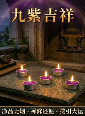 无烟紫色酥油灯紫气东来九紫离火招财九紫吉光蜡烛灯家用紫色蜡烛