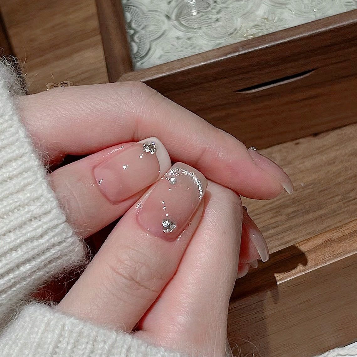 法式猫眼气质显白短款纯手工穿戴甲成品美甲甲片假指甲可拆卸,淘宝优惠券,粉丝福利购,淘宝优惠卷