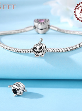南瓜骷髅头女巫帽兔子吊坠S925纯银珠子散珠串珠diy配件饰品挂件