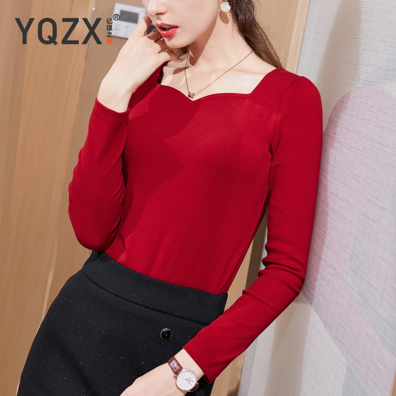 复古法式方领泡泡袖2020秋季t恤 亿琪之秀T恤