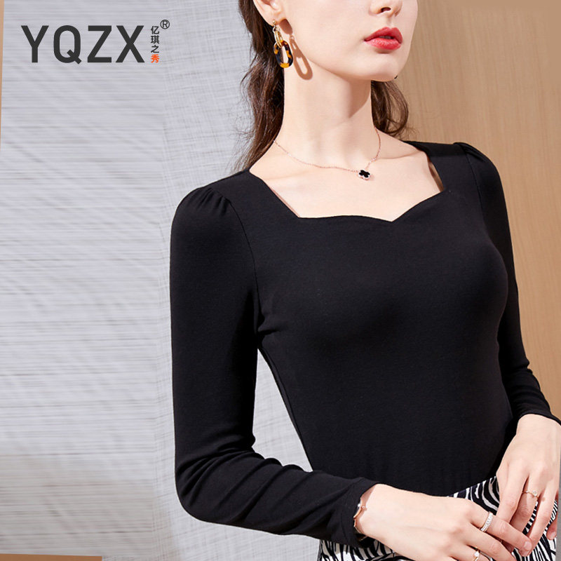 复古法式方领泡泡袖2020秋季t恤 亿琪之秀T恤