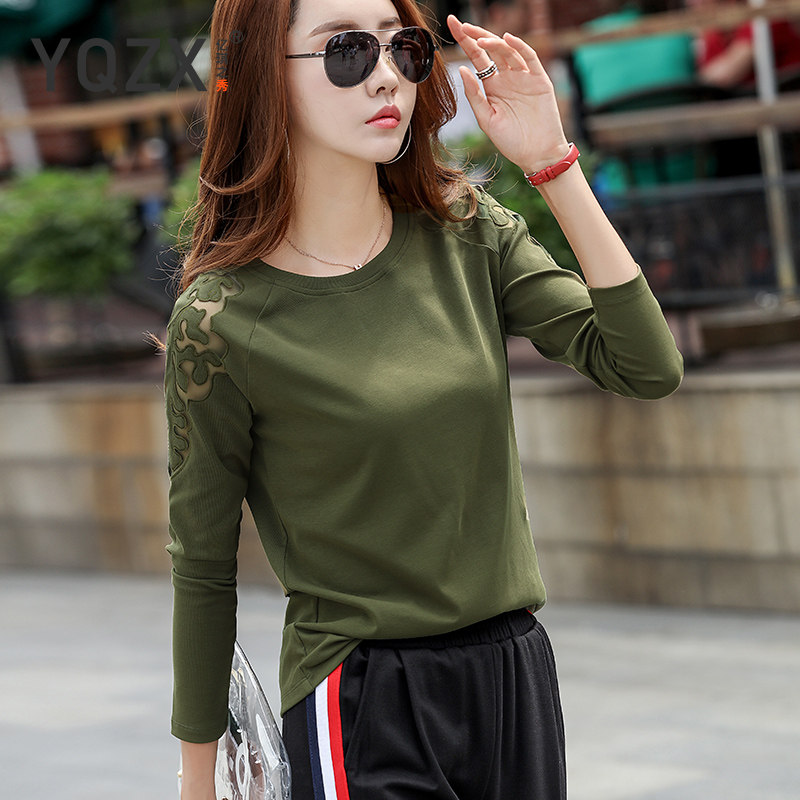 白色纯棉长袖t恤秋季2020潮打底衫 亿琪之秀T恤