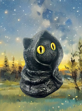 Fiqurine身披斗篷哥特式黑猫雕像