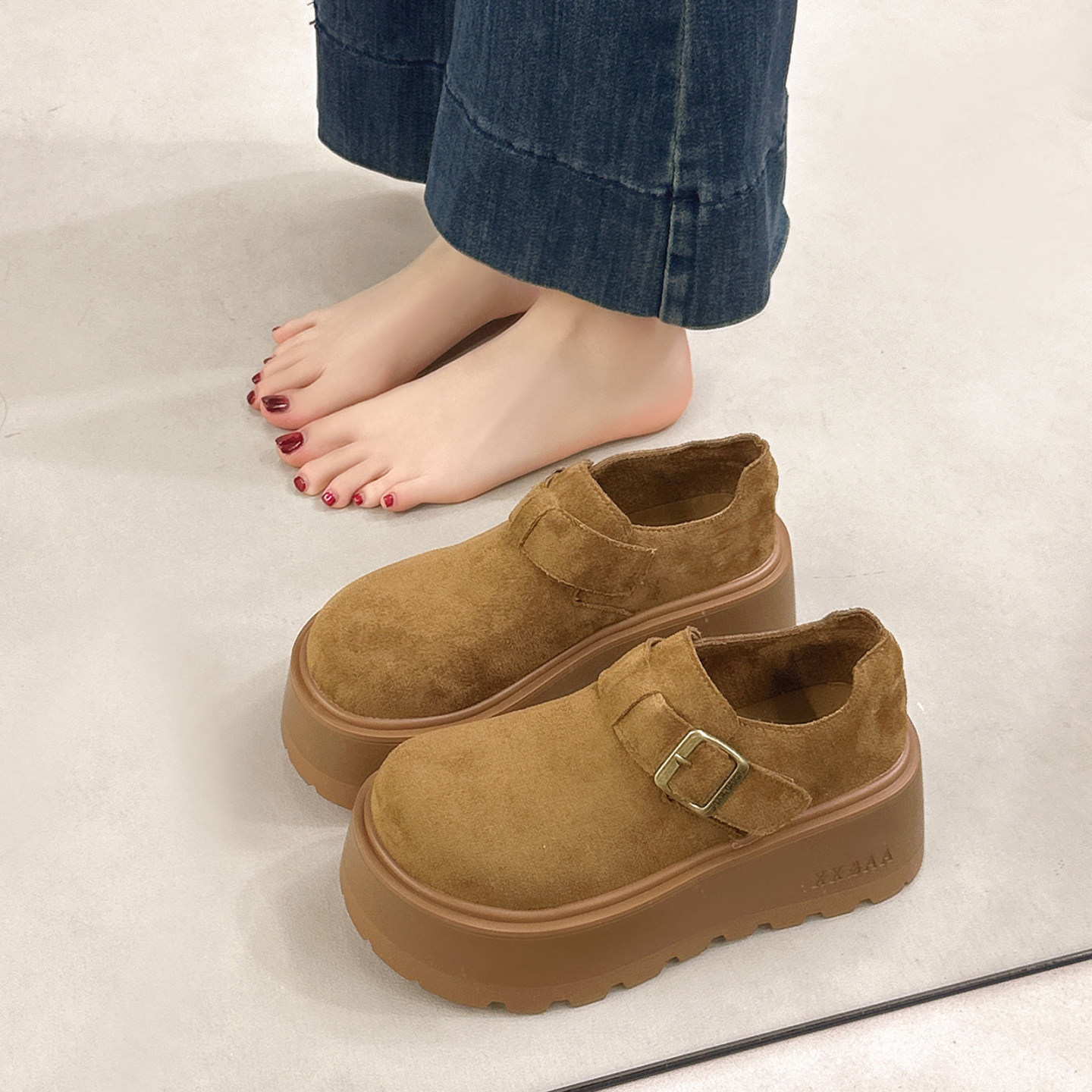 绝美松糕厚底深口单鞋女春增高勃肯鞋2026新款配裙子玛丽珍乐福鞋,淘宝优惠券,粉丝福利购,淘宝优惠卷