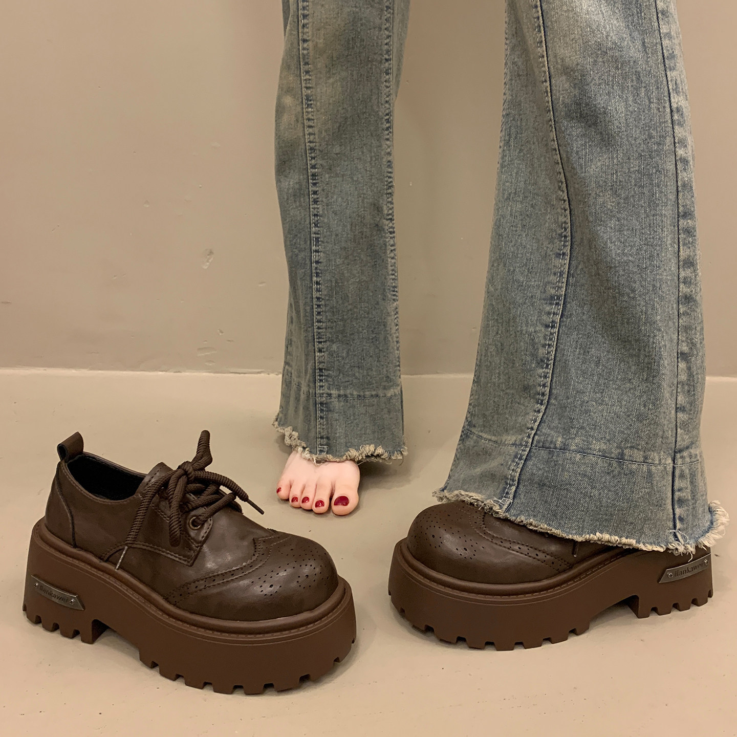 系带英伦厚底小皮鞋女深口单鞋2026新款春秋小众增高玛丽珍乐福鞋,淘宝优惠券,粉丝福利购,淘宝优惠卷