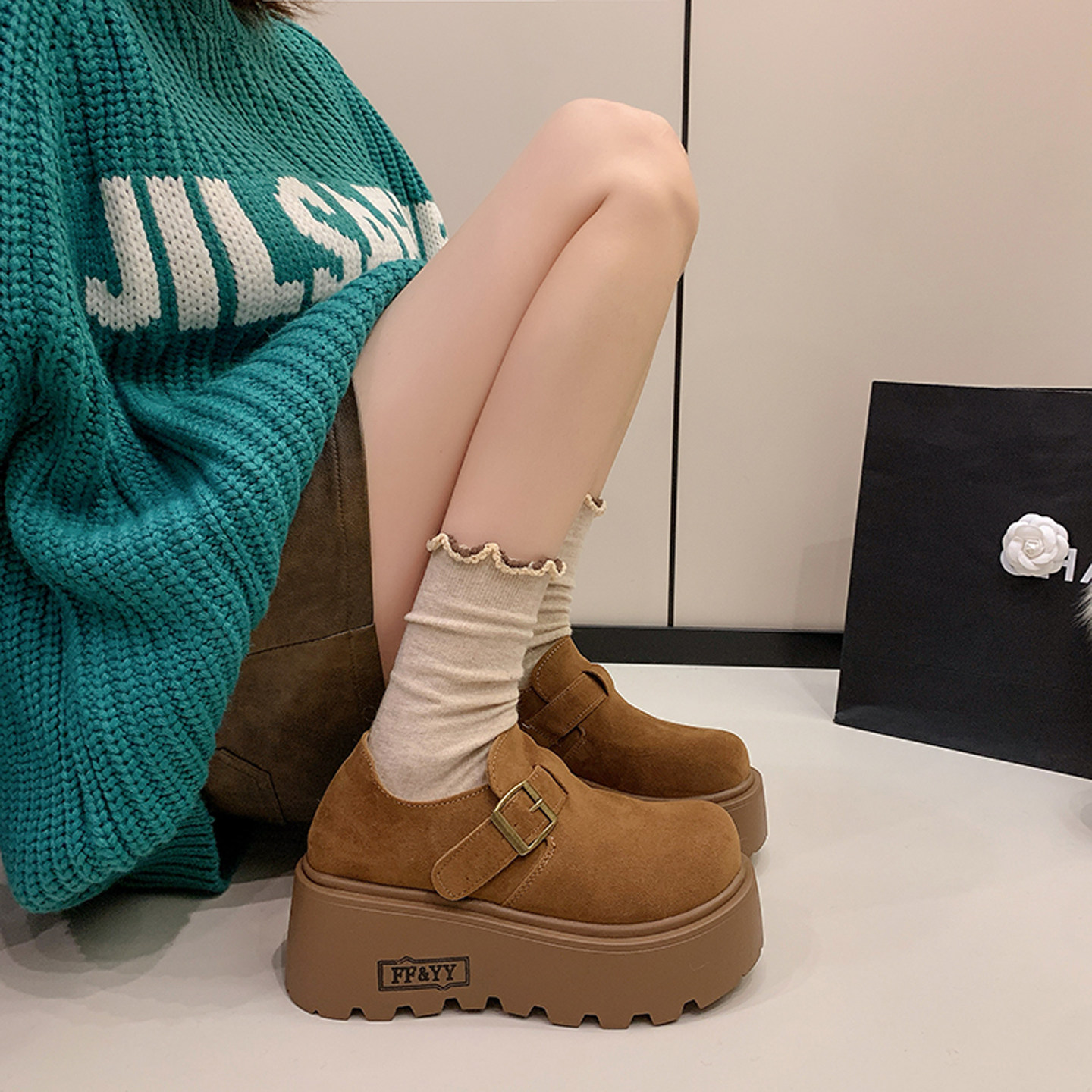 法式厚底松糕深口单鞋女增高勃肯鞋2026新款爆款春秋马丽珍乐福鞋,淘宝优惠券,粉丝福利购,淘宝优惠卷