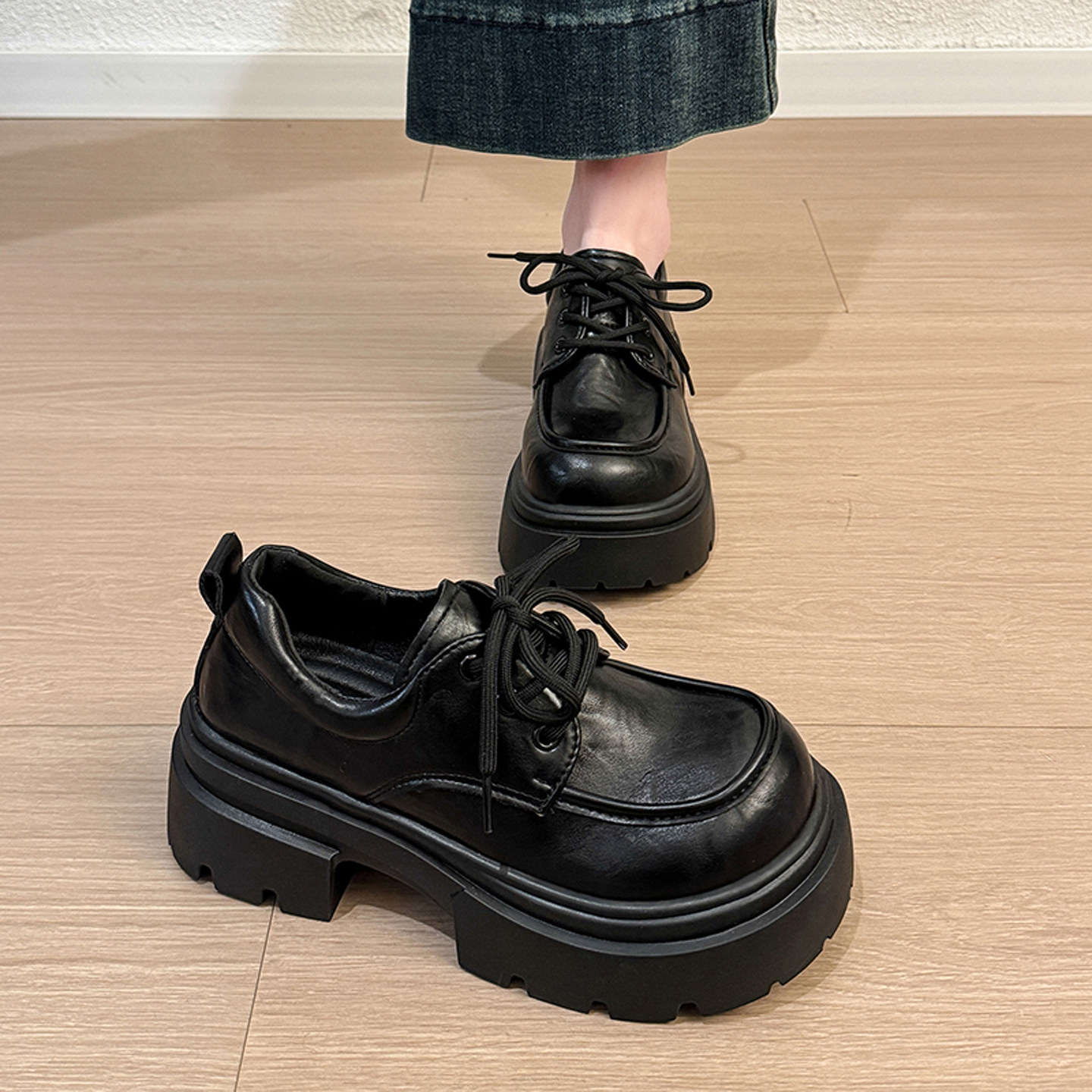 英伦风厚底系带小皮鞋女春秋绝美单鞋2026新款配裙子乐福玛丽珍鞋,淘宝优惠券,粉丝福利购,淘宝优惠卷