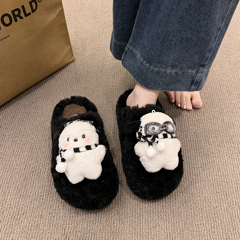 卡通可爱小众毛毛拖鞋女冬季外穿鞋厚底保暖加绒居家舒适包头棉拖,淘宝优惠券,粉丝福利购,淘宝优惠卷