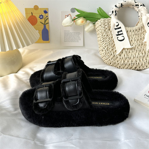 爆款毛毛鞋女外穿2025新款春夏季棉鞋时尚外出厚底毛绒茸茸棉拖鞋 - 图2