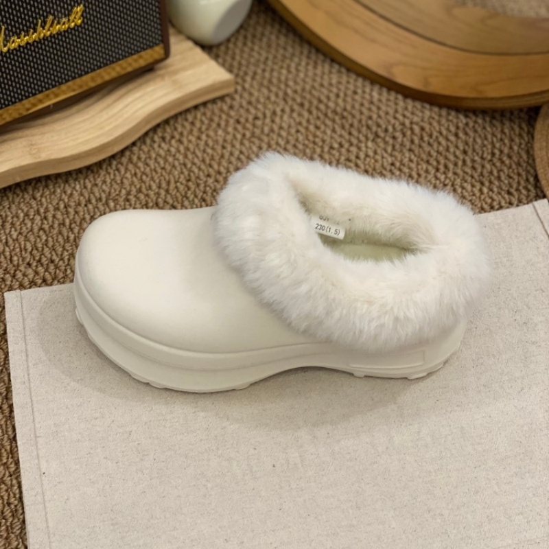 加绒勃肯鞋女2025冬季毛毛防水厚底懒人鞋保暖一脚蹬羊羔毛棉鞋女 - 图3