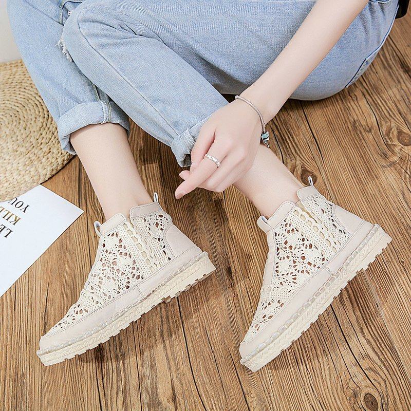 2023春夏款平底低跟平跟网面鞋透气蕾丝花边女鞋韩版女单鞋女凉鞋,淘宝优惠券,粉丝福利购,淘宝优惠卷