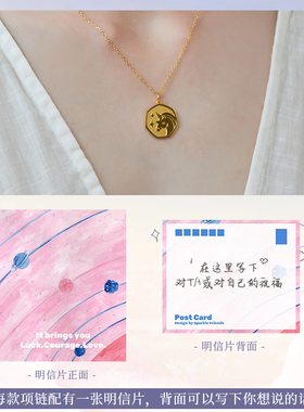 原创设计独角兽金币项链生日礼物