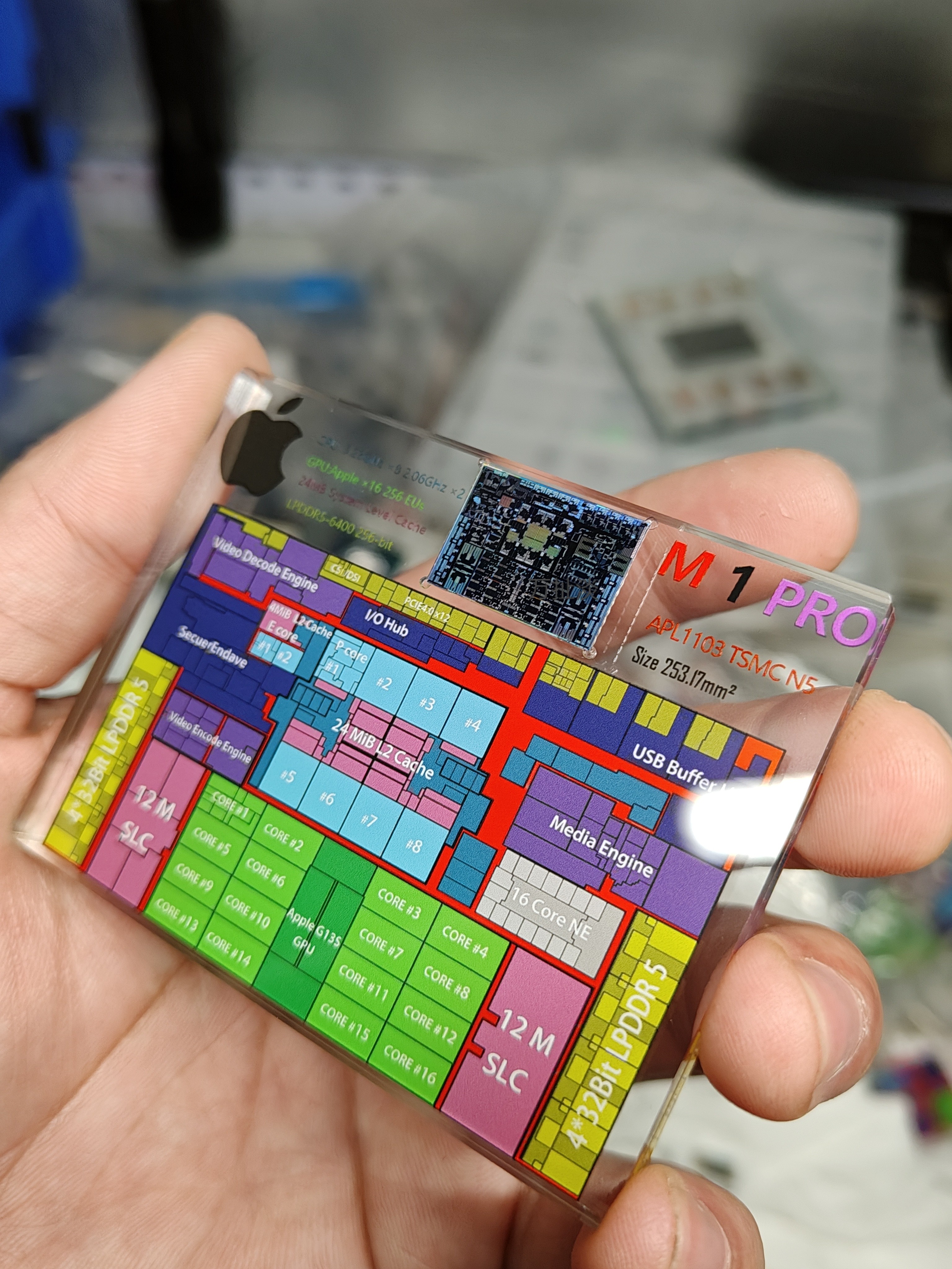 苹果M1 Pro CPU核心晶圆芯片摆件钥匙扣 亚克力,淘宝优惠券,粉丝福利购,淘宝优惠卷