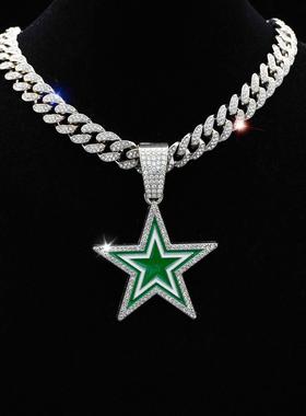 欧美风镶钻五角星吊坠项链