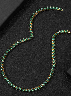 欧美小众原创祖母绿爱心手链项链