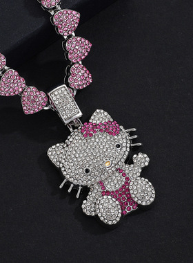 高端嘻哈Kitty猫潮流古巴项链