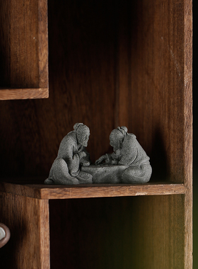 园艺配饰下棋老者摆件家居盆景