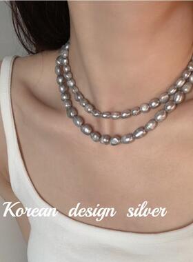 SASA珍珠母贝蛇骨链项链