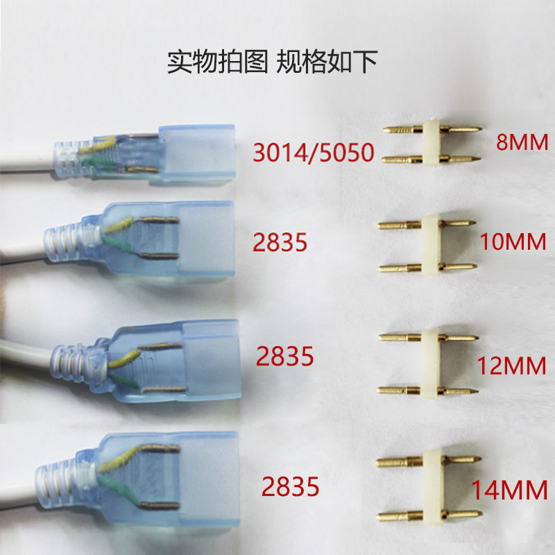 LED灯带插头3014单5050彩色2835双排灯带连接头超高亮220V插头-图1