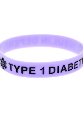 Medical Alert TYPE 1 DIABETIC硅胶手环警示语男女成人尺寸手带