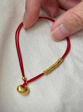 新中式小元宝碎金编织手绳女vintage精致百搭手串小众设计手饰品
