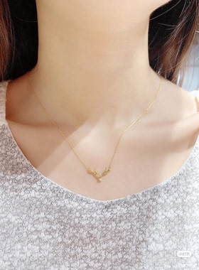 鹿角镶钻生日礼物送女友银项链