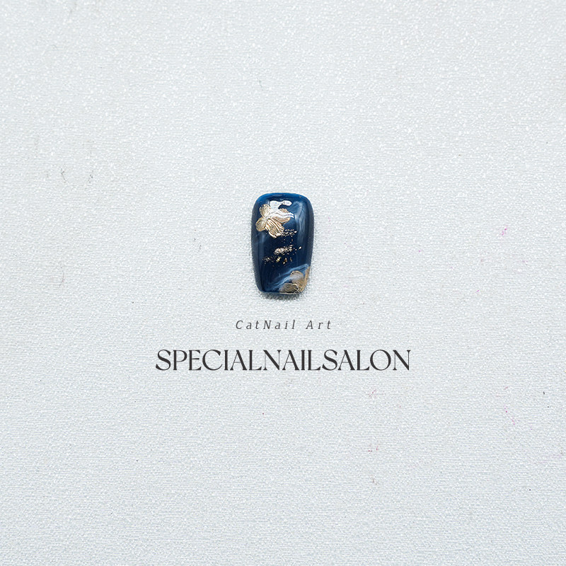 【金沙流萤】纯手工穿戴甲金箔深海蓝猫眼高级感显白成品美甲贴片,淘宝优惠券,粉丝福利购,淘宝优惠卷