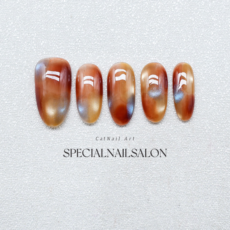 【琉璃光谱】纯手工穿戴甲秋冬美拉德晕染气质猫眼高级感显白美甲,淘宝优惠券,粉丝福利购,淘宝优惠卷