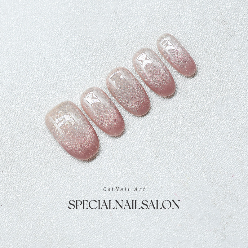 【雾粉之恋】纯手工穿戴甲2025新款简约纯欲猫眼高级感绝美指甲片,淘宝优惠券,粉丝福利购,淘宝优惠卷