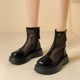 泉缘清 Martens, черные осенние дышащие короткие сапоги, коллекция 2022, тренд сезона