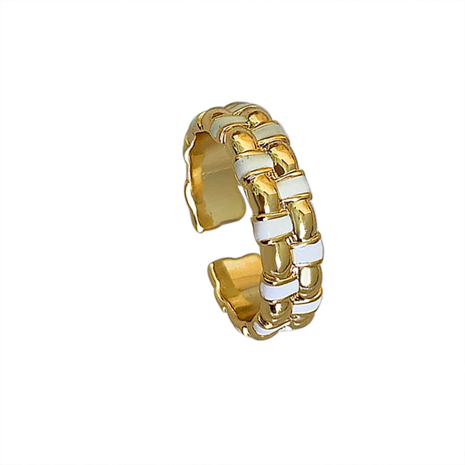 Fashionable and personalized off-white drip glaze braided ring opening