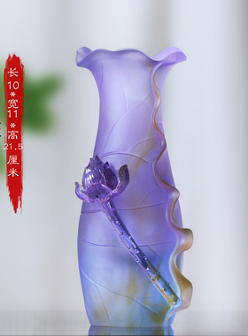 紫色琉璃青莲佛具套装摆件