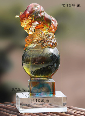 琉璃生肖牛摆件居家客厅办公装饰