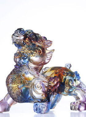 招财如意琉璃貔貅风水摆件一对