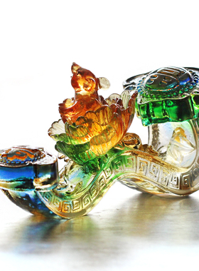 古法琉璃如意生肖可爱风老鼠摆件