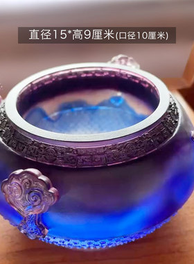 琉璃四方如意聚宝盆摆件居家办公商铺招财摆放乔迁送礼工艺礼品